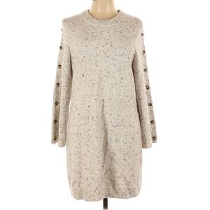 Madewell Cream Button-Sleeve Sweater Dress